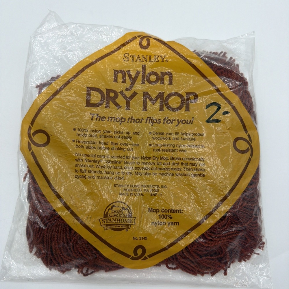 VINTAGE STANLEY HOME PRODUCTS NYLON DRY MOP 'Slimline' New 100% Nylon Yarn